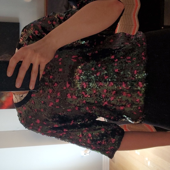 BCBG MAXAZRIA sequin and silk oversized top - Picture 13 of 13